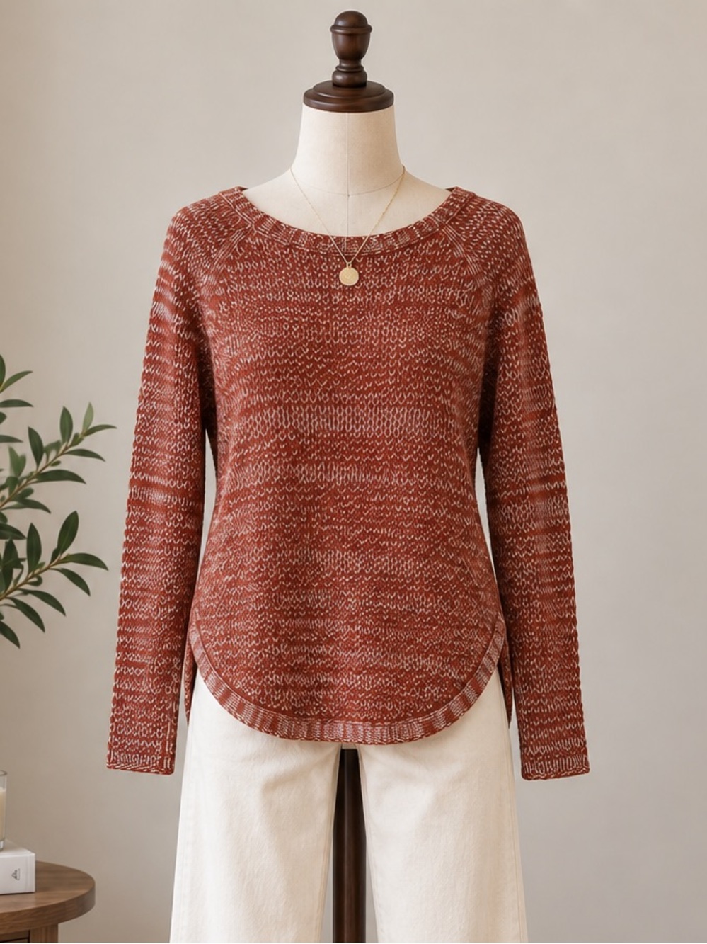 NWOT Propaganda Rust Marled Cotton Knit Sweater XS Cozy Autumn Cabin